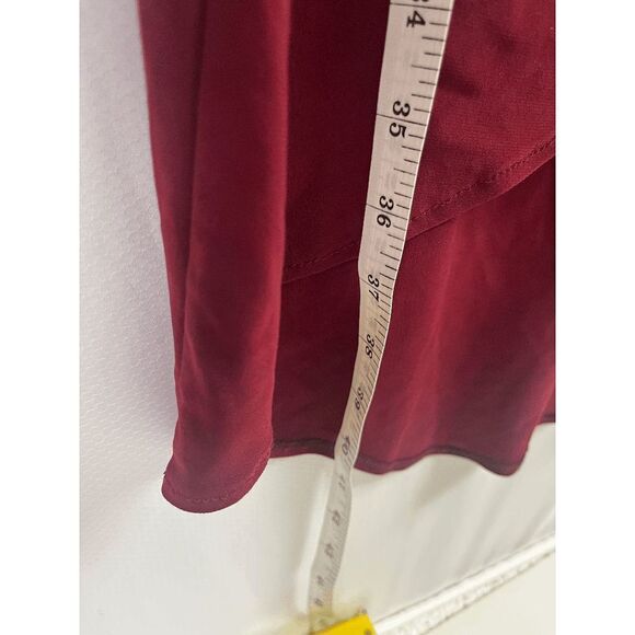 Clara Sun Woo Red Crossover Tulip Hem Faux Wrap Dress Size Small - Picture 5 of 8